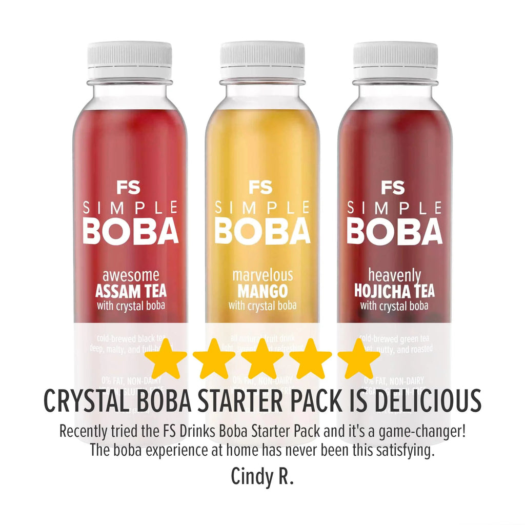 Assam Black, Hojicha Green, Mango Juices with Crystal Boba, 6-Pack of 12oz Bottles N1326
