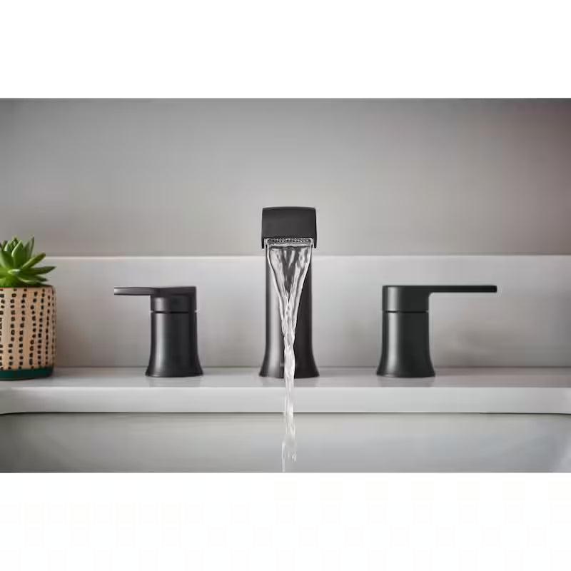 8 in. Widespread Double Handle Bathroom Faucet in Matte Black T8128