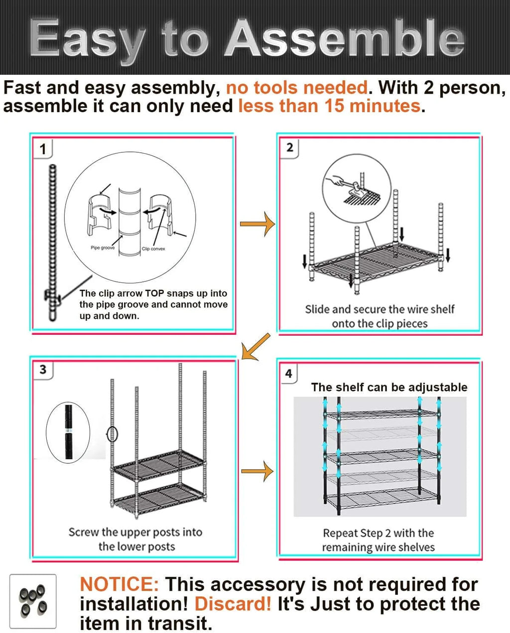 6 Tier Adjustable Heavy Duty Metal Wire Shelving Unit with Wheels A423