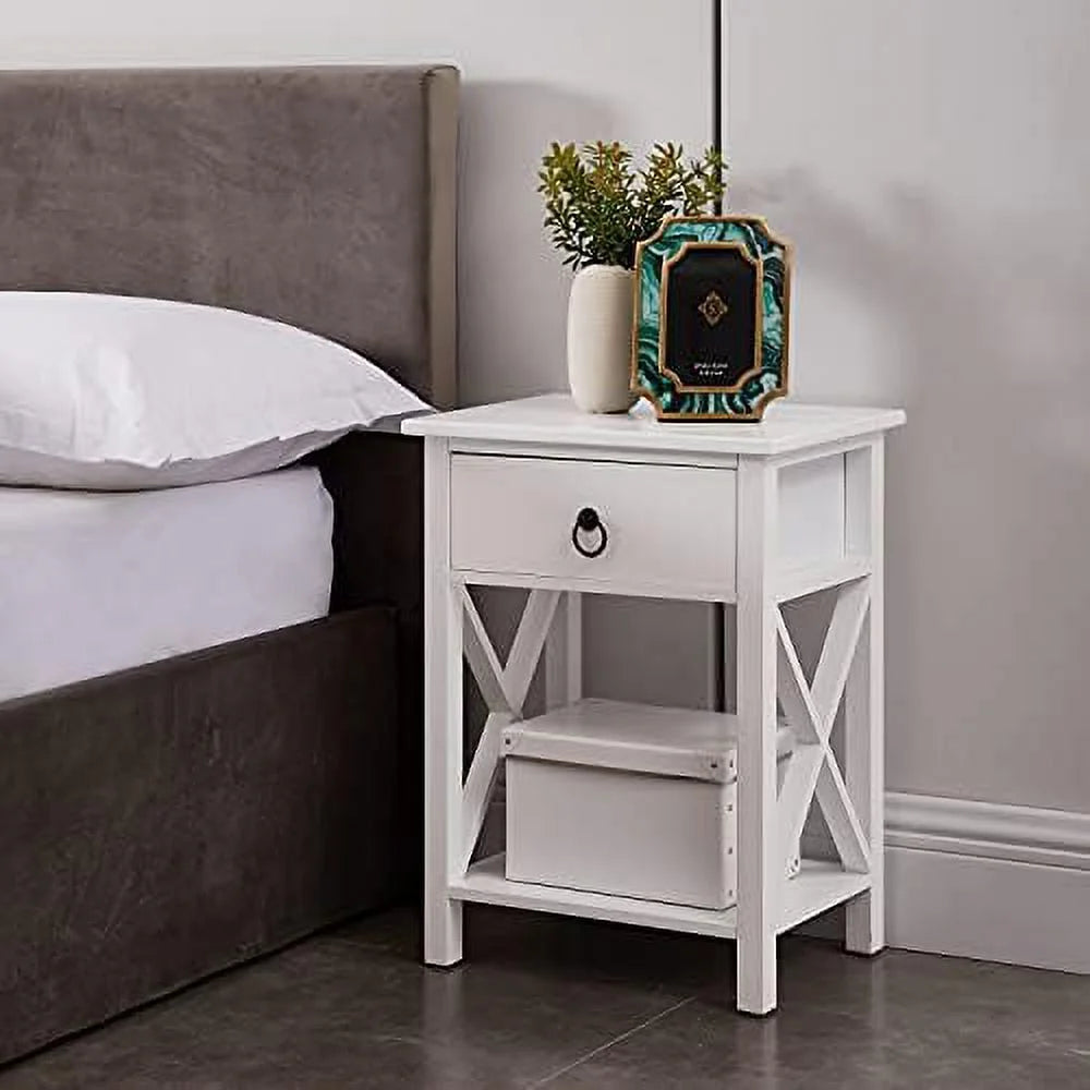 White Wood Nightstand Set of 2 G4215