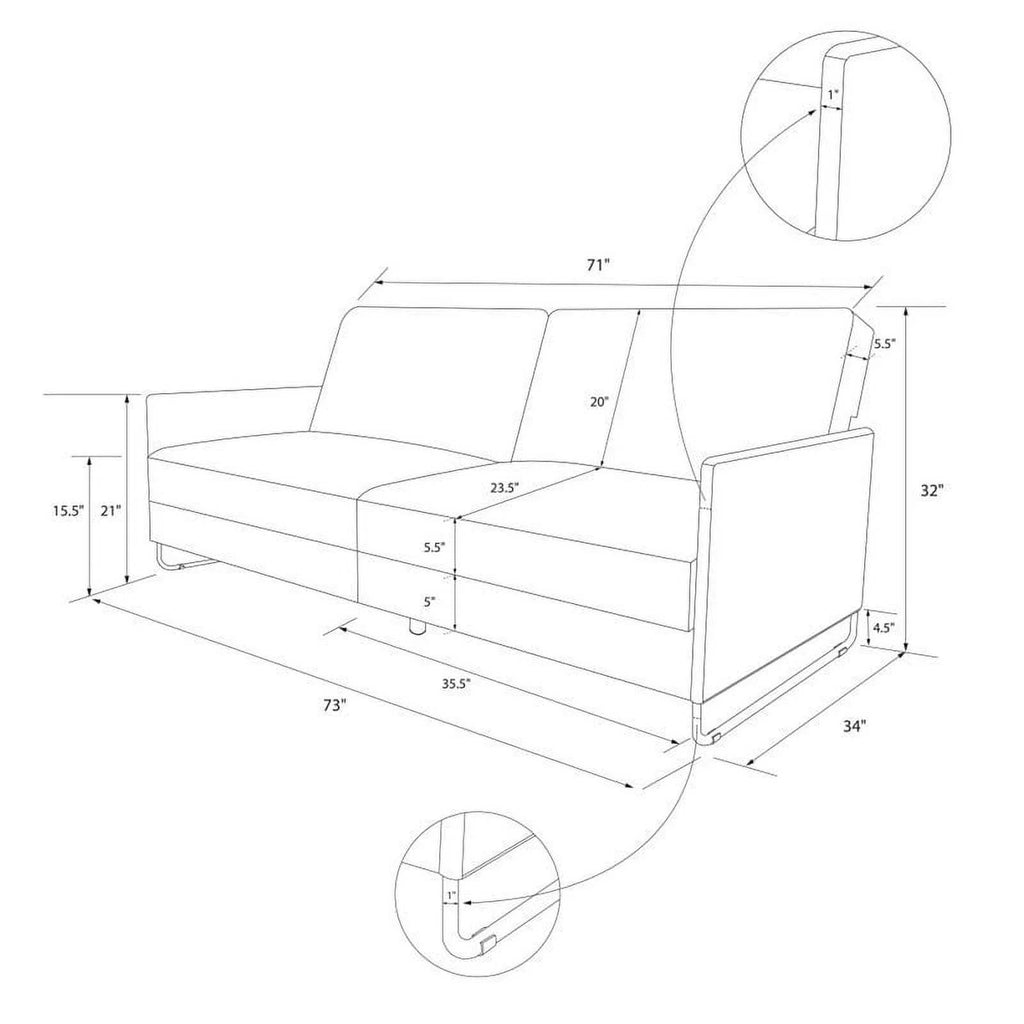 Grey Linen Convertible Futon Y9610