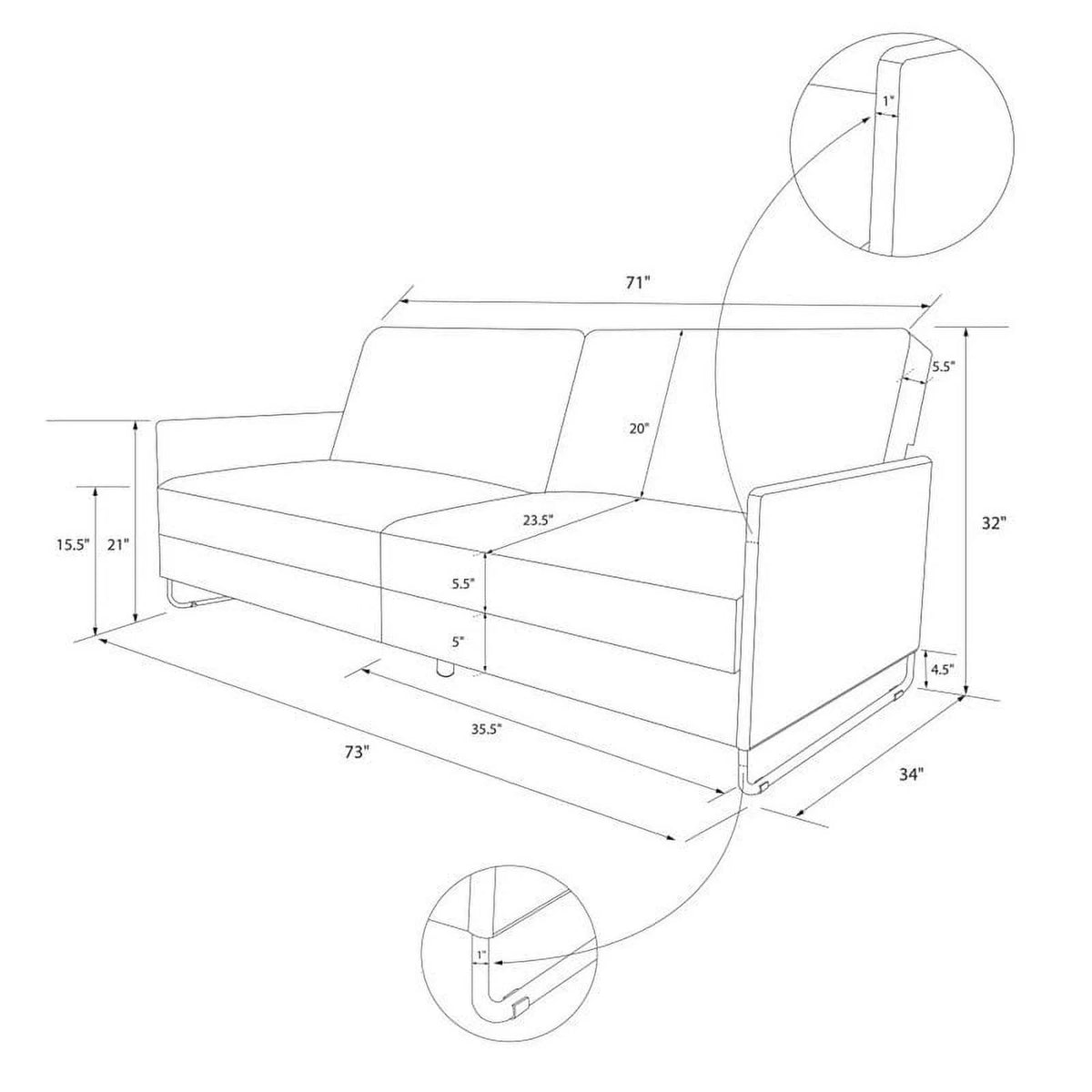 Grey Linen Convertible Futon Y9610