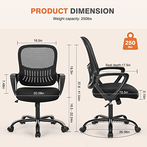 Black Ergonomic Mid-Back Mesh Swivel Office Chair L9874