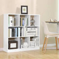 White Wood Geometric Bookcase I3846