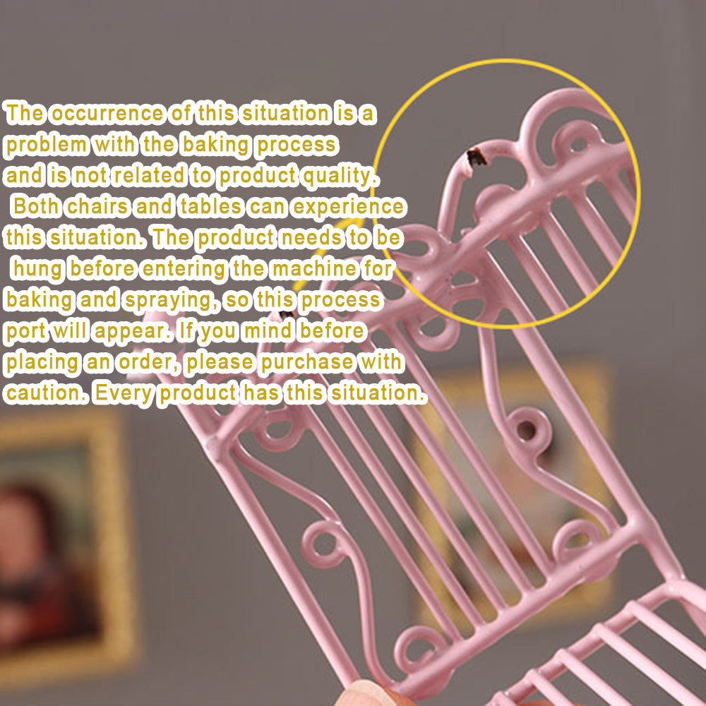 Miniature Metal Pink Table Chair for Dolls House Furniture S976324