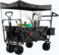 Heavy Duty Collapsible Garden Cart with 7 Wide Wheels (Black) M57192