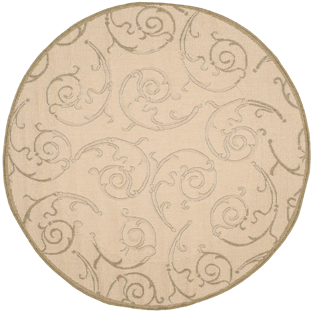 Natural/Olive Round Indoor/Outdoor Area Rug O618974
