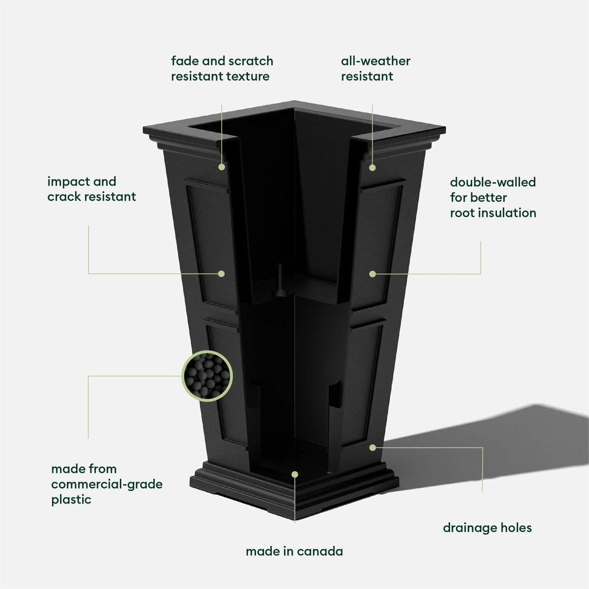 Black 28" Plastic Planter U656
