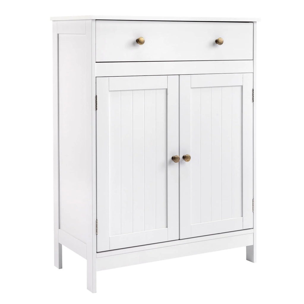 White Wooden 2-Door Bathroom Cabinet with 1 Drawer F964