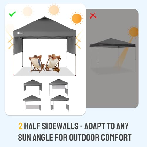 10x10 Pop up Canopy Tent with 2 Half Sidewalls and STO 'N Go Bag F226
